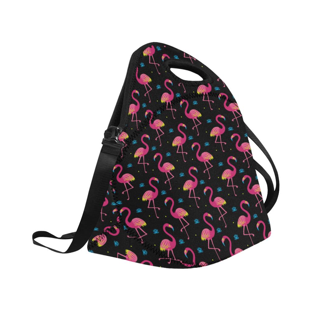 Flamingo Pink Neon Print Pattern Neoprene Lunch Bag (Model 1669)(Large)-JTAMIGO.COM
