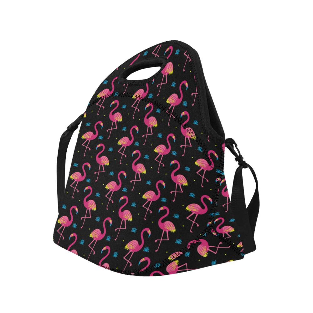 Flamingo Pink Neon Print Pattern Neoprene Lunch Bag (Model 1669)(Large)-JTAMIGO.COM