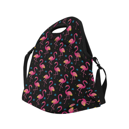 Flamingo Pink Neon Print Pattern Neoprene Lunch Bag (Model 1669)(Large)-JTAMIGO.COM