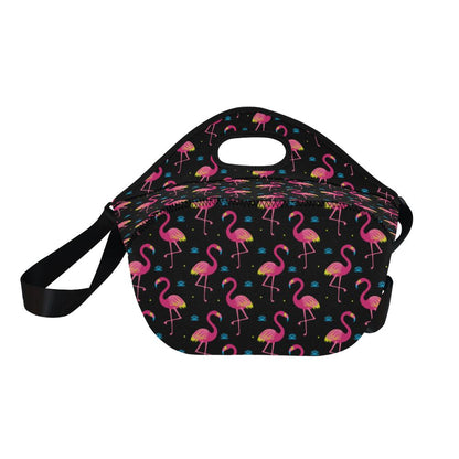 Flamingo Pink Neon Print Pattern Neoprene Lunch Bag (Model 1669)(Large)-JTAMIGO.COM