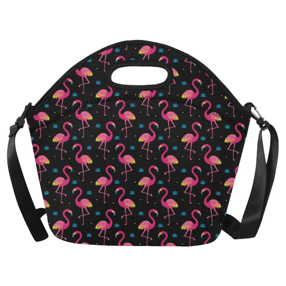 Flamingo Pink Neon Print Pattern Neoprene Lunch Bag (Model 1669)(Large)-JTAMIGO.COM