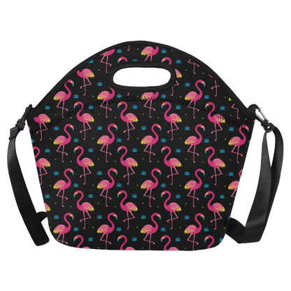 Flamingo Pink Neon Print Pattern Neoprene Lunch Bag (Model 1669)(Large)-JTAMIGO.COM