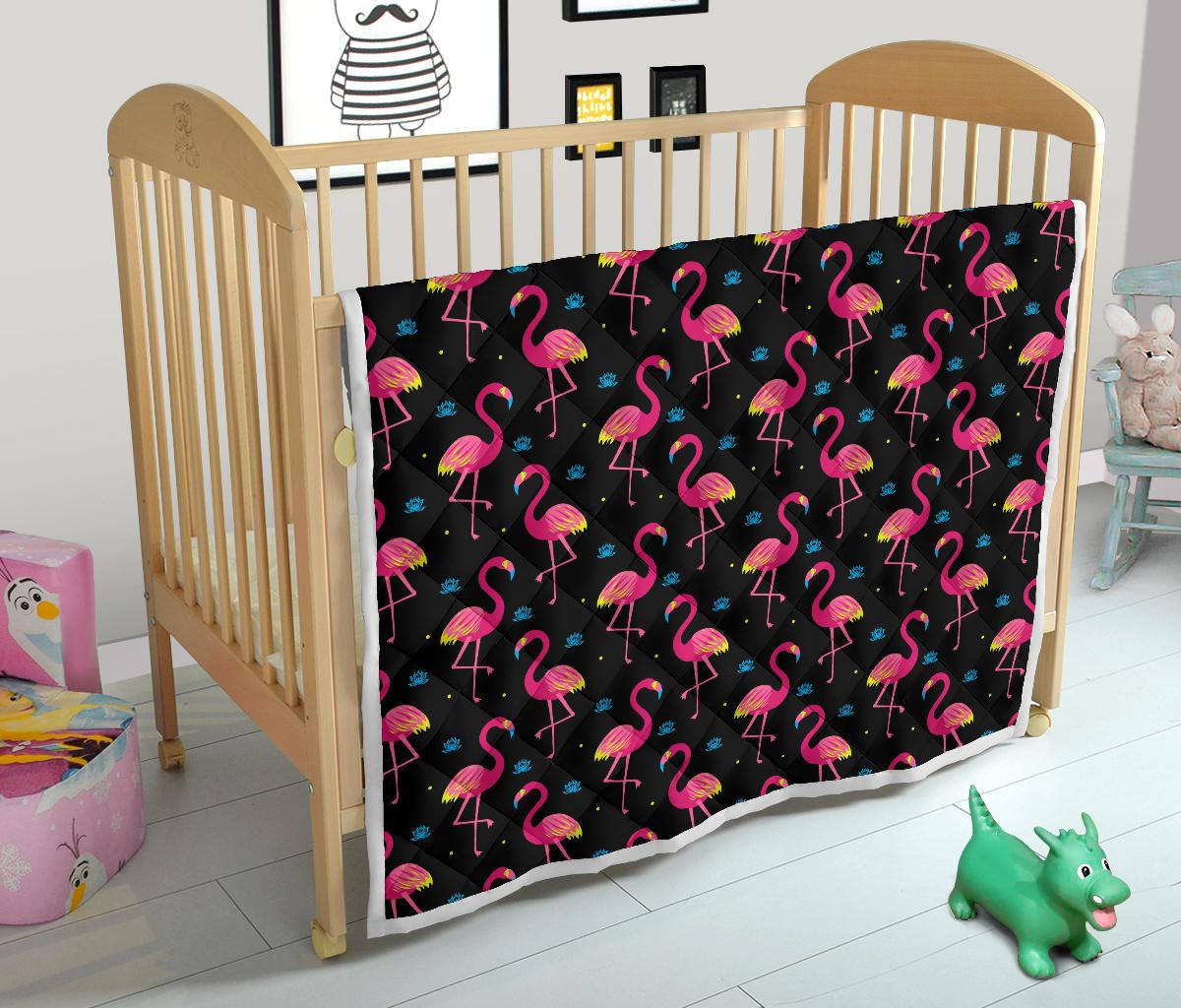 Flamingo Pink Neon Print Pattern Premium Quilt-JTAMIGO.COM