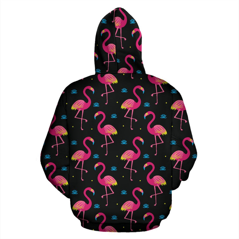 Flamingo Pink Neon Print Pattern Pullover Hoodie