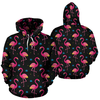 Flamingo Pink Neon Print Pattern Pullover Hoodie