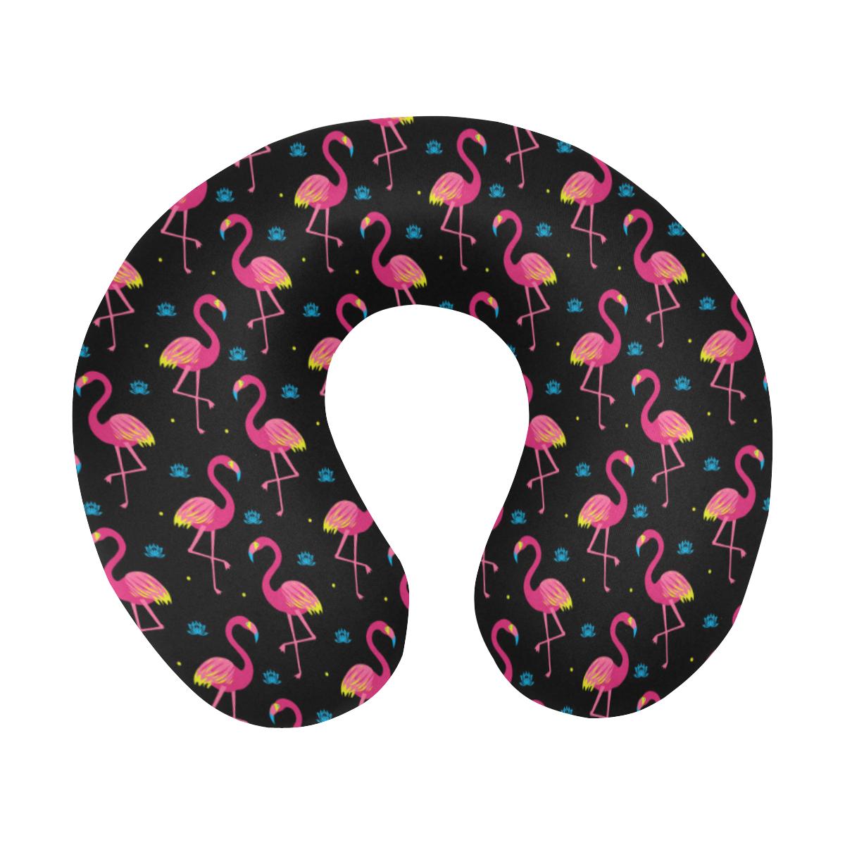 Flamingo Pink Neon Print Pattern U-Shaped Travel Neck Pillow-JTAMIGO.COM