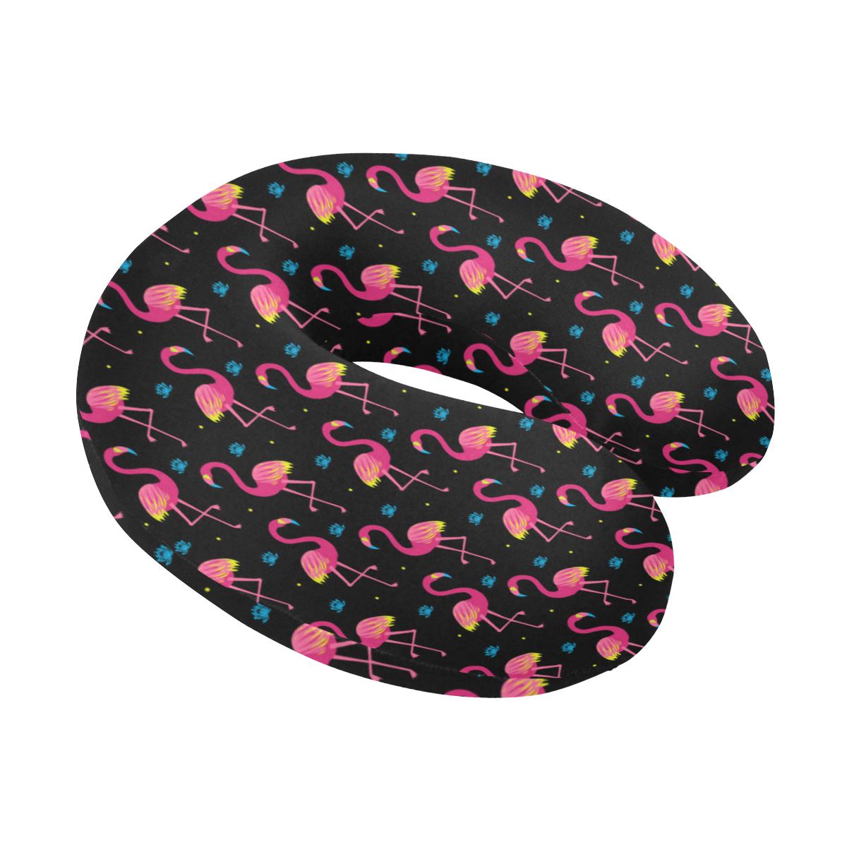 Flamingo Pink Neon Print Pattern U-Shaped Travel Neck Pillow-JTAMIGO.COM