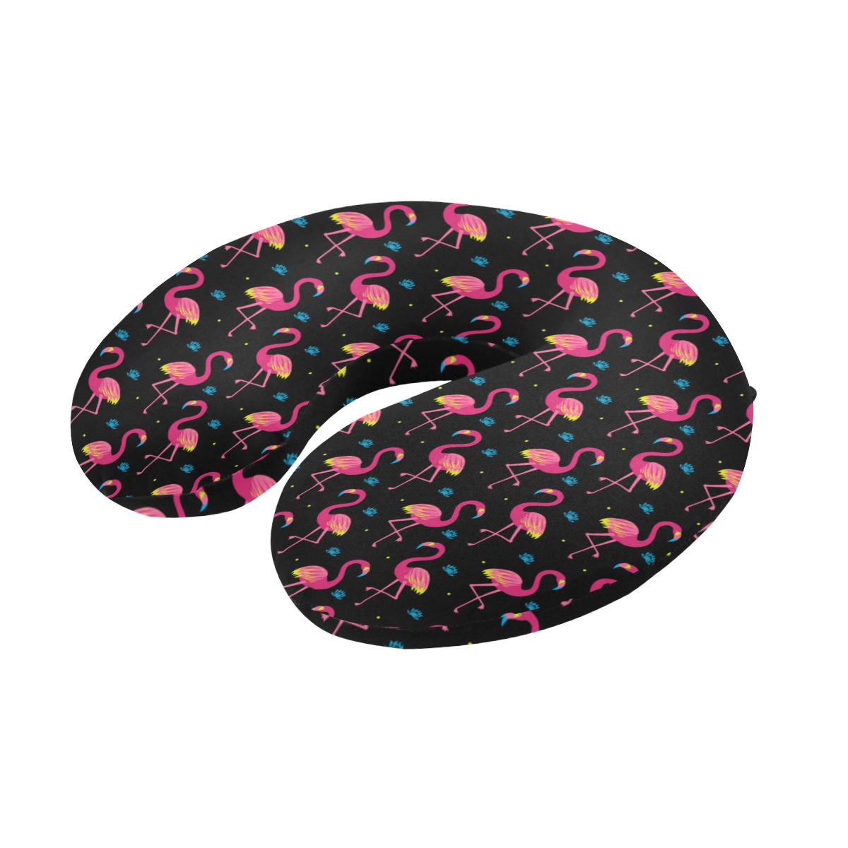 Flamingo Pink Neon Print Pattern U-Shaped Travel Neck Pillow-JTAMIGO.COM