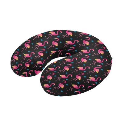 Flamingo Pink Neon Print Pattern U-Shaped Travel Neck Pillow-JTAMIGO.COM