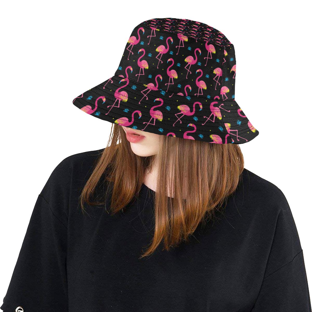 Flamingo Pink Neon Print Pattern Unisex Bucket Hat