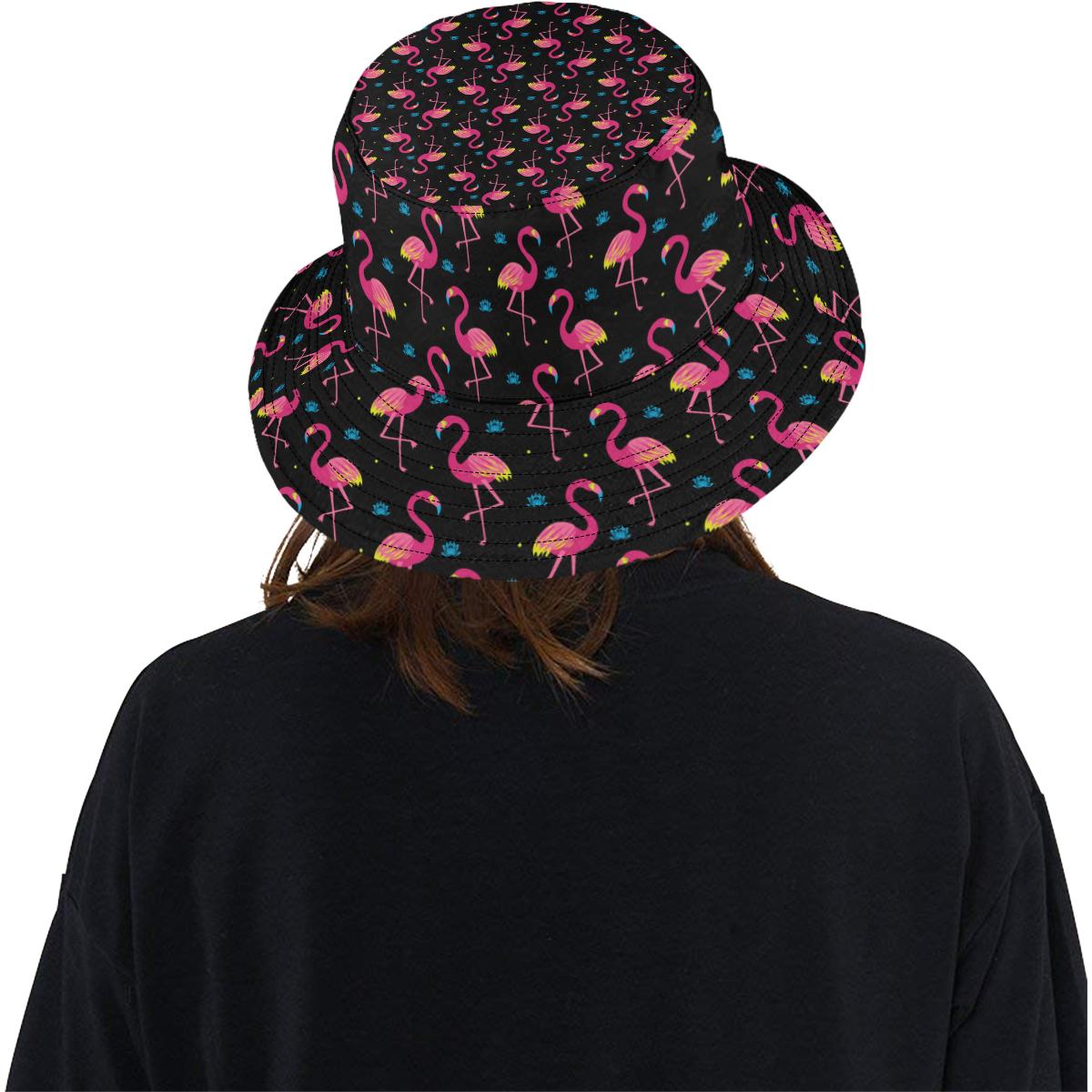 Flamingo Pink Neon Print Pattern Unisex Bucket Hat