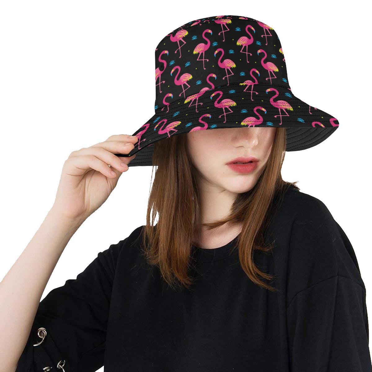 Flamingo Pink Neon Print Pattern Unisex Bucket Hat