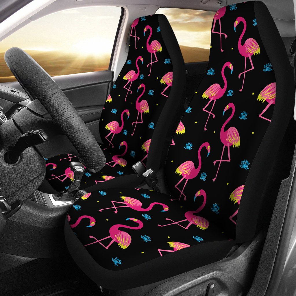 Flamingo Pink Neon Print Pattern Universal Fit Car Seat Covers