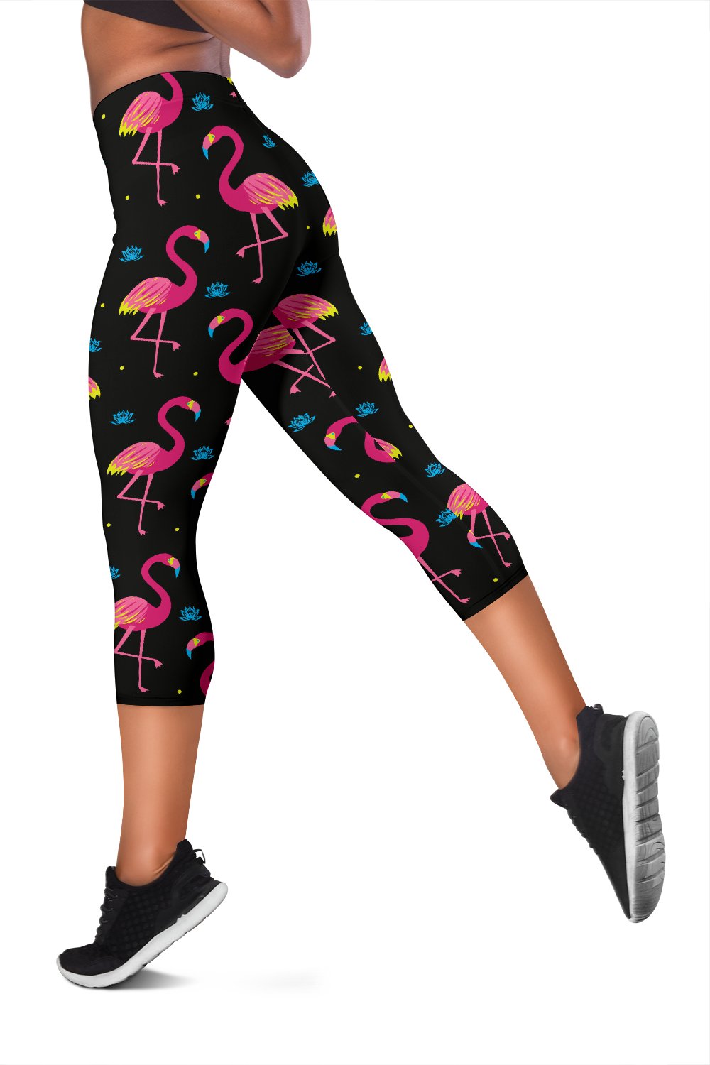 Flamingo Pink Neon Print Pattern Women Capris