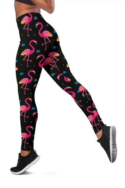 Flamingo Pink Neon Print Pattern Women Leggings