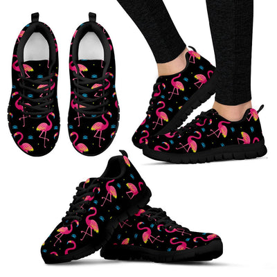 Flamingo Pink Neon Print Pattern Women Sneakers Shoes