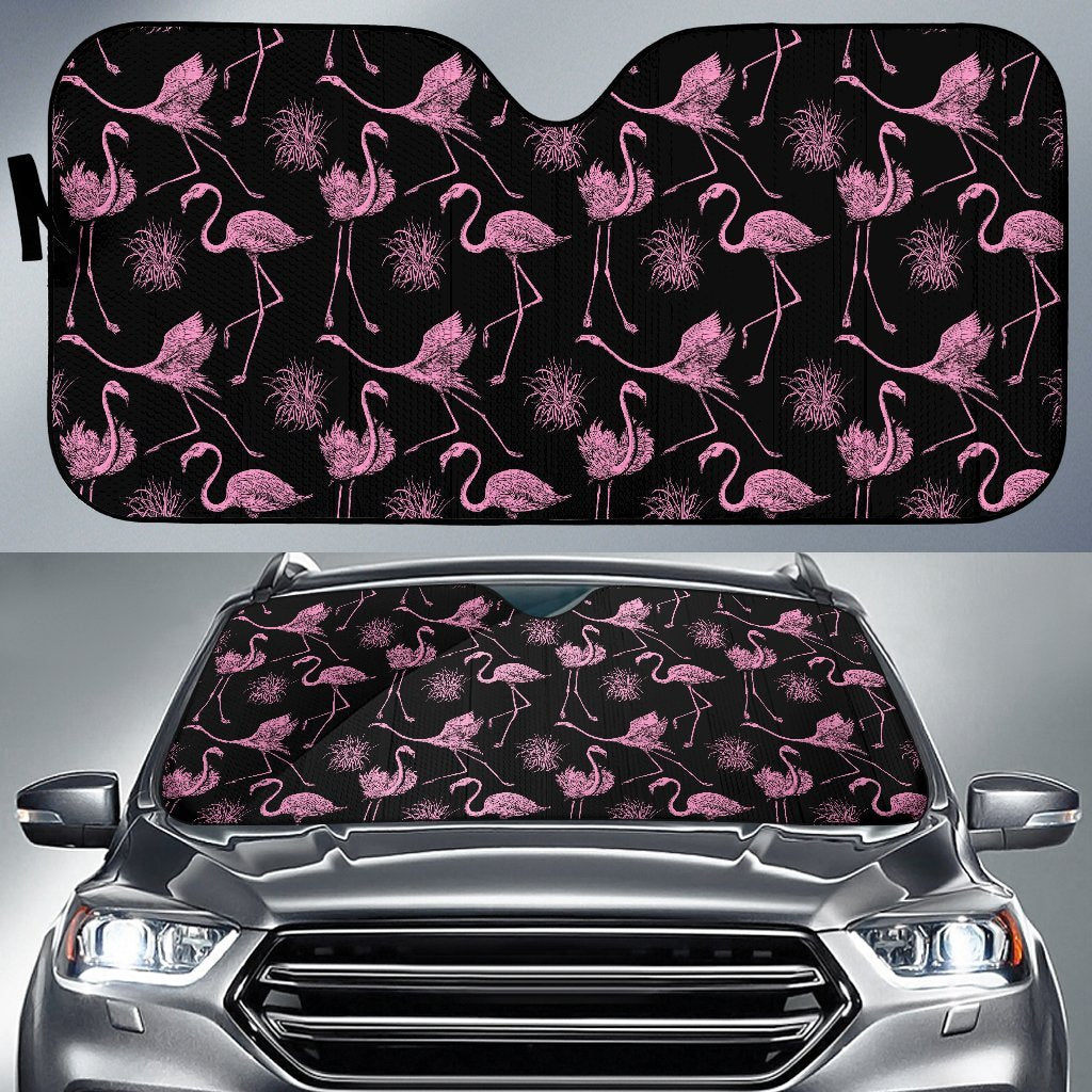 Flamingo Pink Print Pattern Car Sun Shade For Windshield
