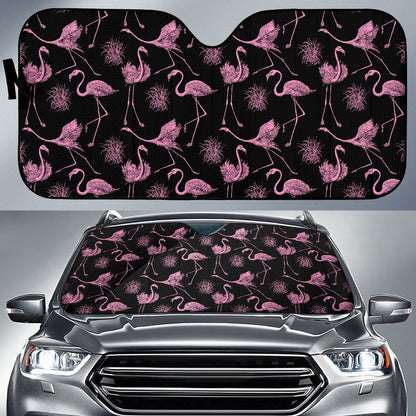 Flamingo Pink Print Pattern Car Sun Shade For Windshield