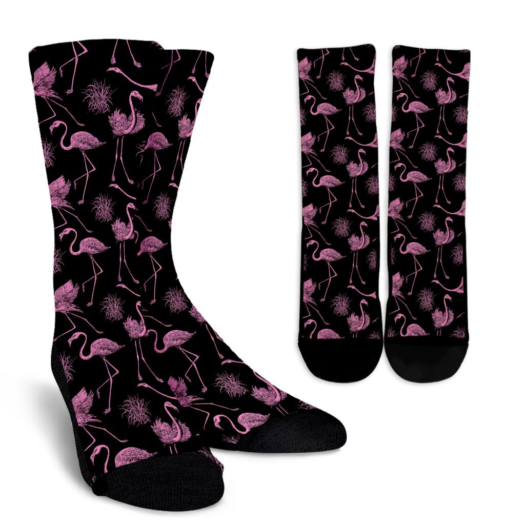 Flamingo Pink Print Pattern Crew Socks