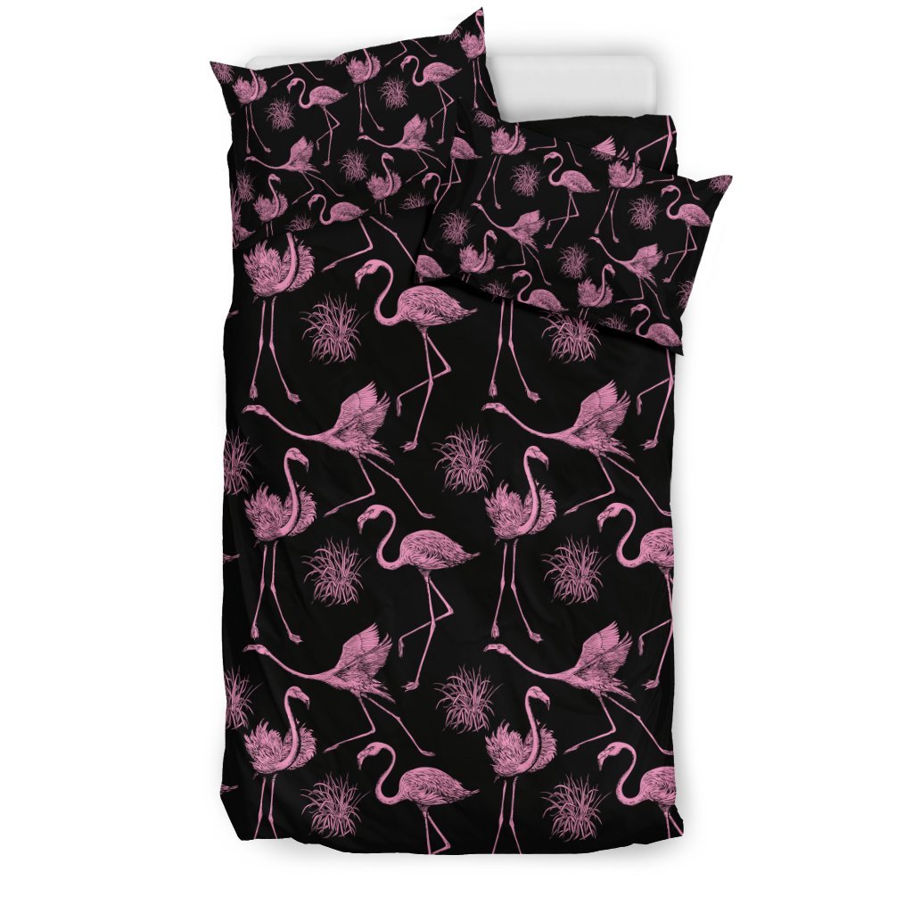 Flamingo Pink Print Pattern Duvet Cover Bedding Set