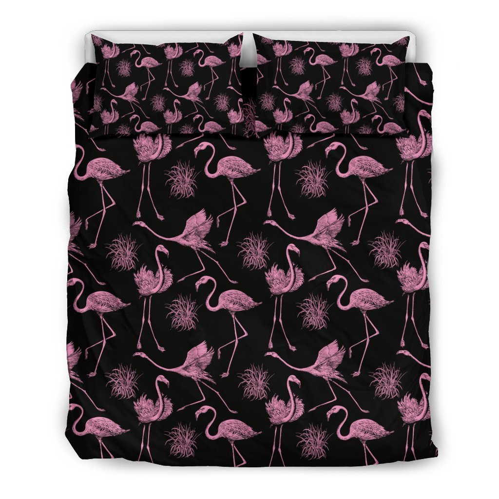 Flamingo Pink Print Pattern Duvet Cover Bedding Set