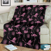 Flamingo Pink Print Pattern Fleece Blanket