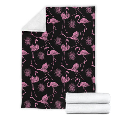 Flamingo Pink Print Pattern Fleece Blanket