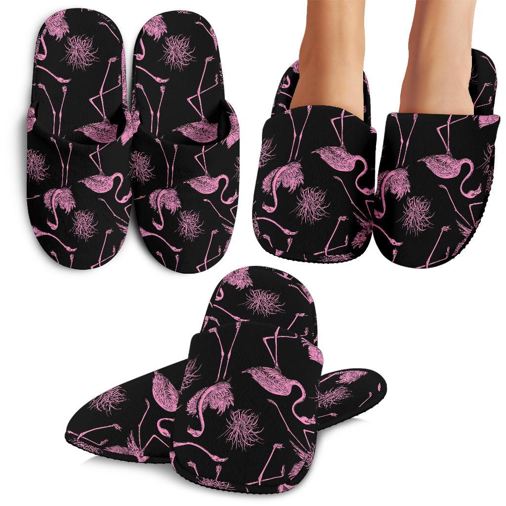 Flamingo Pink Print Pattern House Slippers