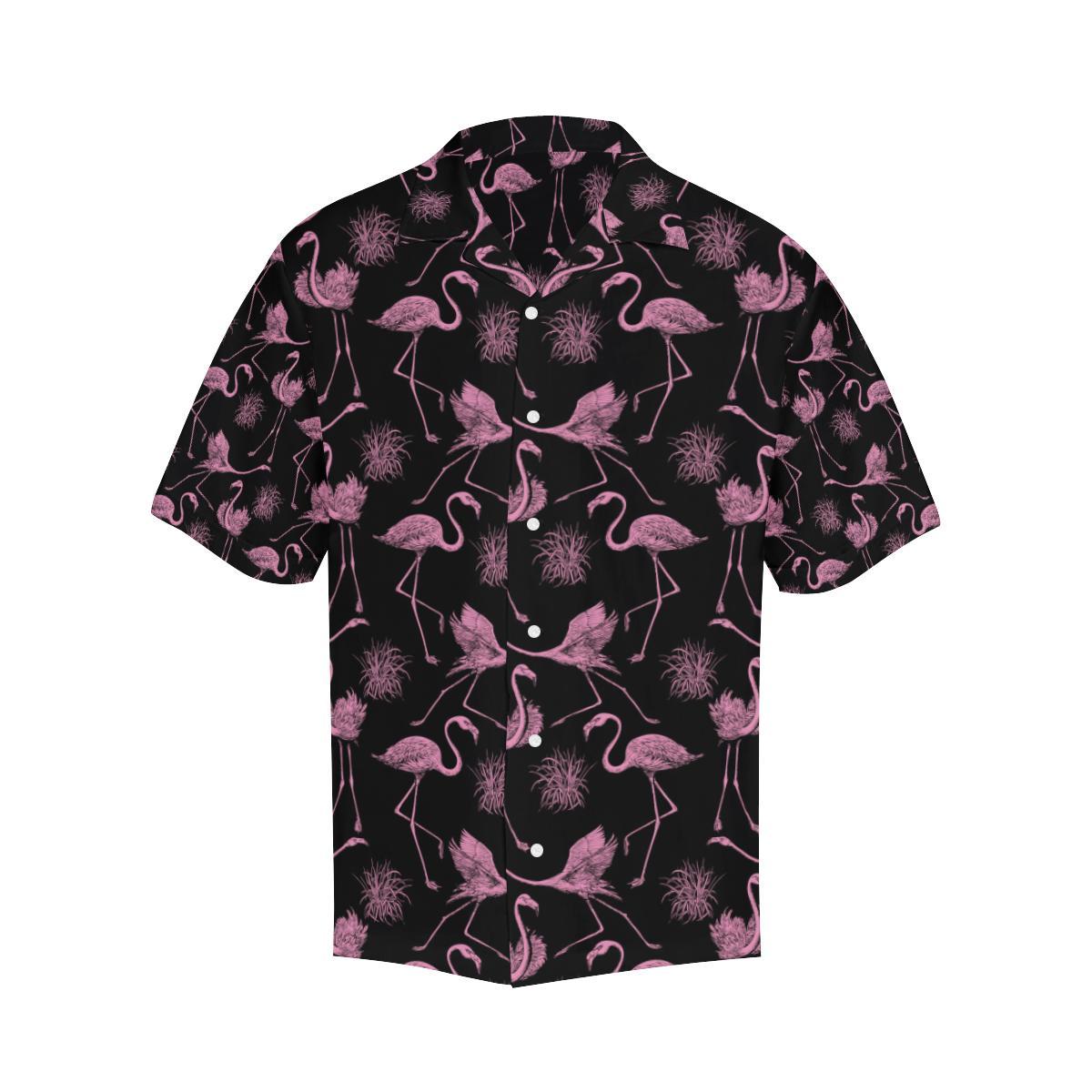 Flamingo Pink Print Pattern Men Aloha Hawaiian Shirt