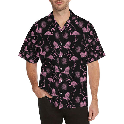 Flamingo Pink Print Pattern Men Aloha Hawaiian Shirt