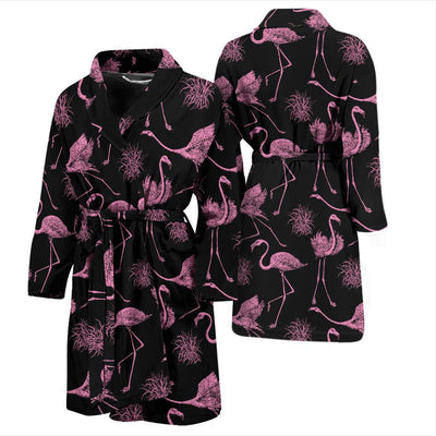 Flamingo Pink Print Pattern Men Bath Robe-JTAMIGO.COM
