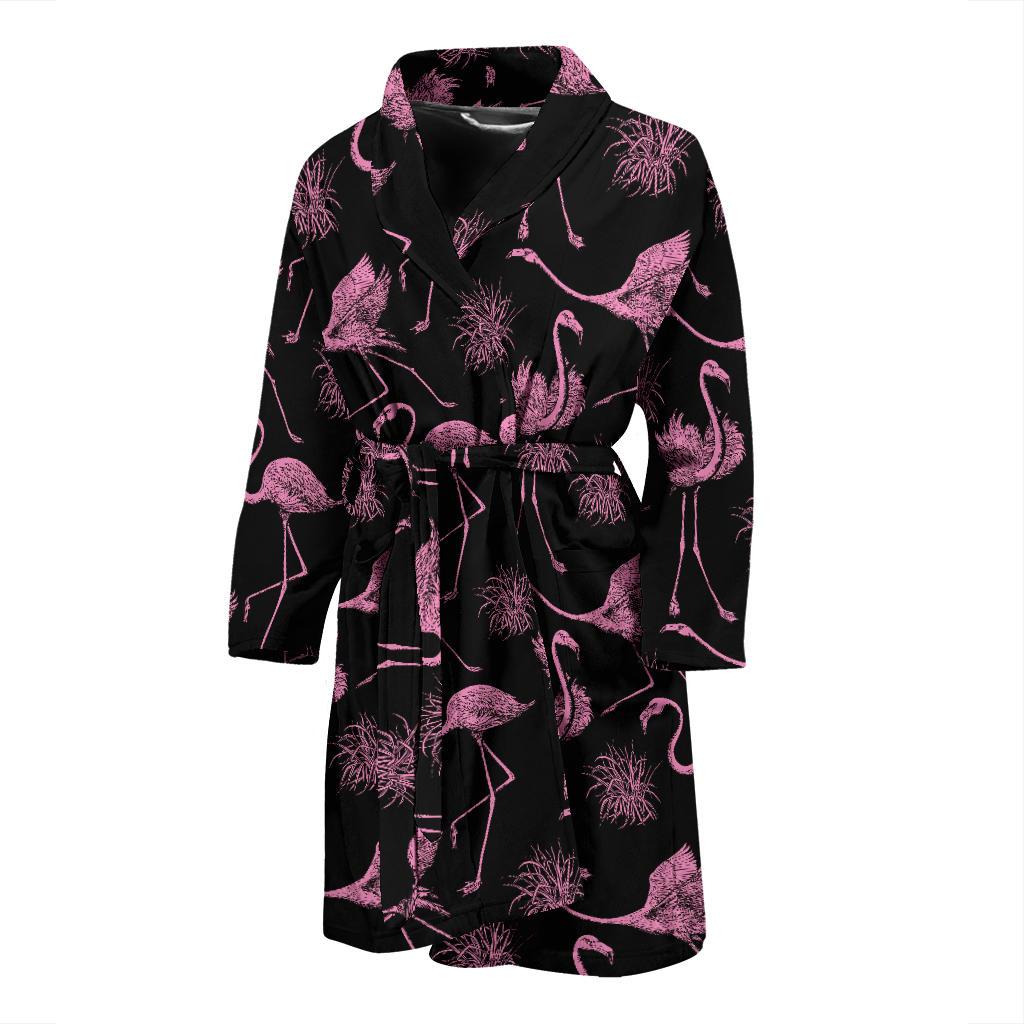 Flamingo Pink Print Pattern Men Bath Robe-JTAMIGO.COM