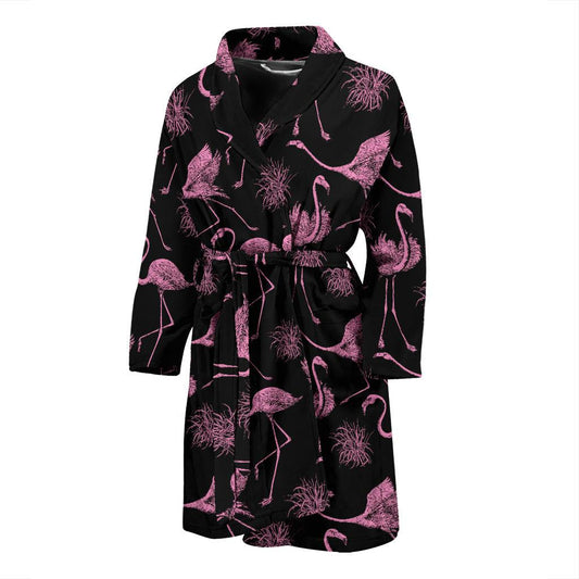 Flamingo Pink Print Pattern Men Bath Robe-JTAMIGO.COM