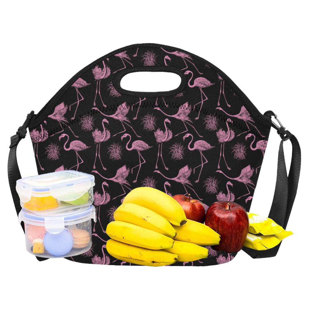 Flamingo Pink Print Pattern Neoprene Lunch Bag (Model 1669)(Large)-JTAMIGO.COM