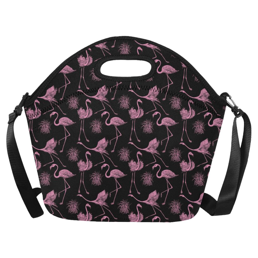Flamingo Pink Print Pattern Neoprene Lunch Bag (Model 1669)(Large)-JTAMIGO.COM