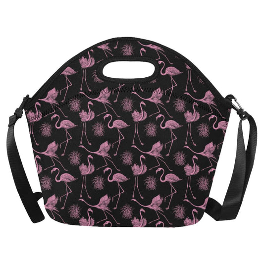 Flamingo Pink Print Pattern Neoprene Lunch Bag (Model 1669)(Large)-JTAMIGO.COM