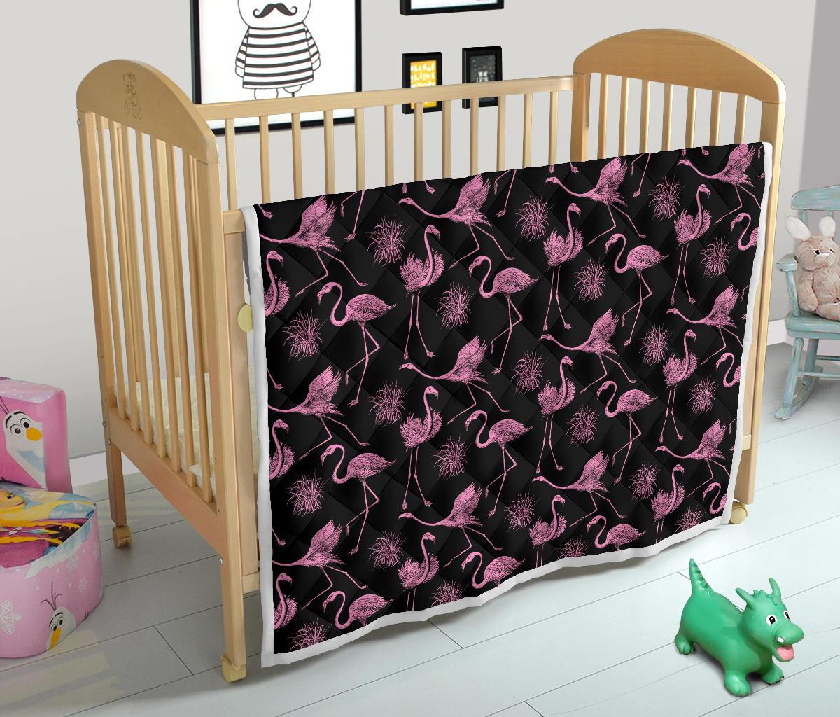 Flamingo Pink Print Pattern Premium Quilt-JTAMIGO.COM
