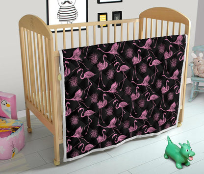 Flamingo Pink Print Pattern Premium Quilt-JTAMIGO.COM