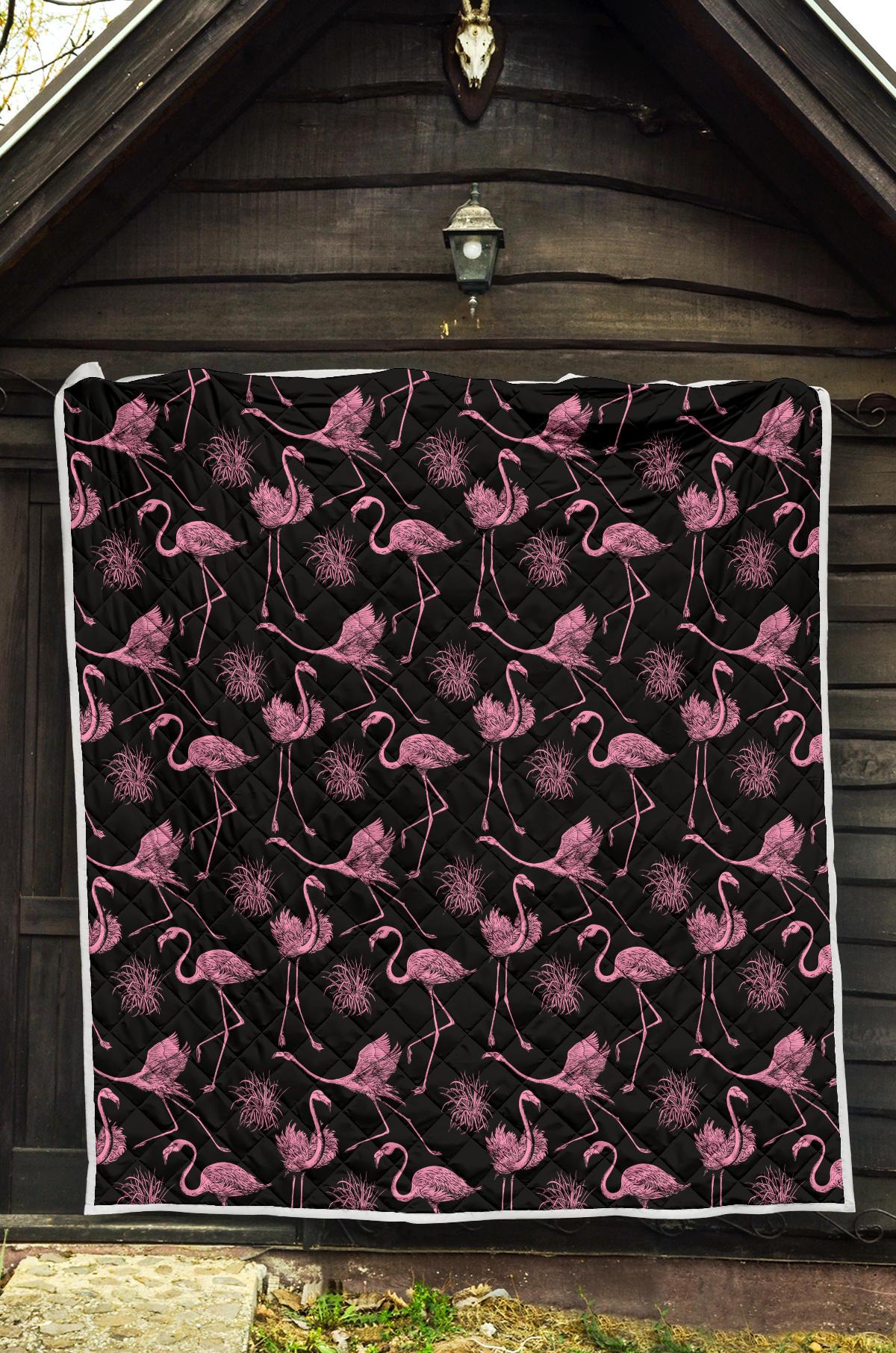 Flamingo Pink Print Pattern Premium Quilt-JTAMIGO.COM