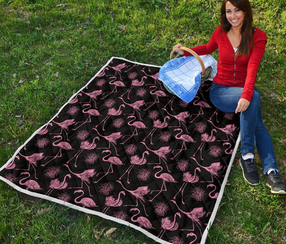 Flamingo Pink Print Pattern Premium Quilt-JTAMIGO.COM
