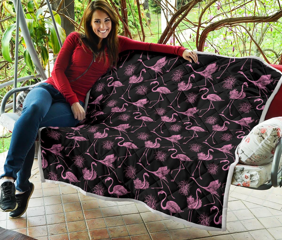 Flamingo Pink Print Pattern Premium Quilt-JTAMIGO.COM