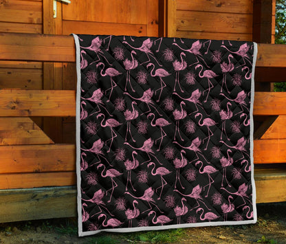 Flamingo Pink Print Pattern Premium Quilt-JTAMIGO.COM