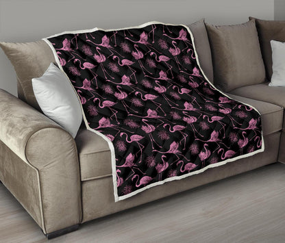 Flamingo Pink Print Pattern Premium Quilt-JTAMIGO.COM