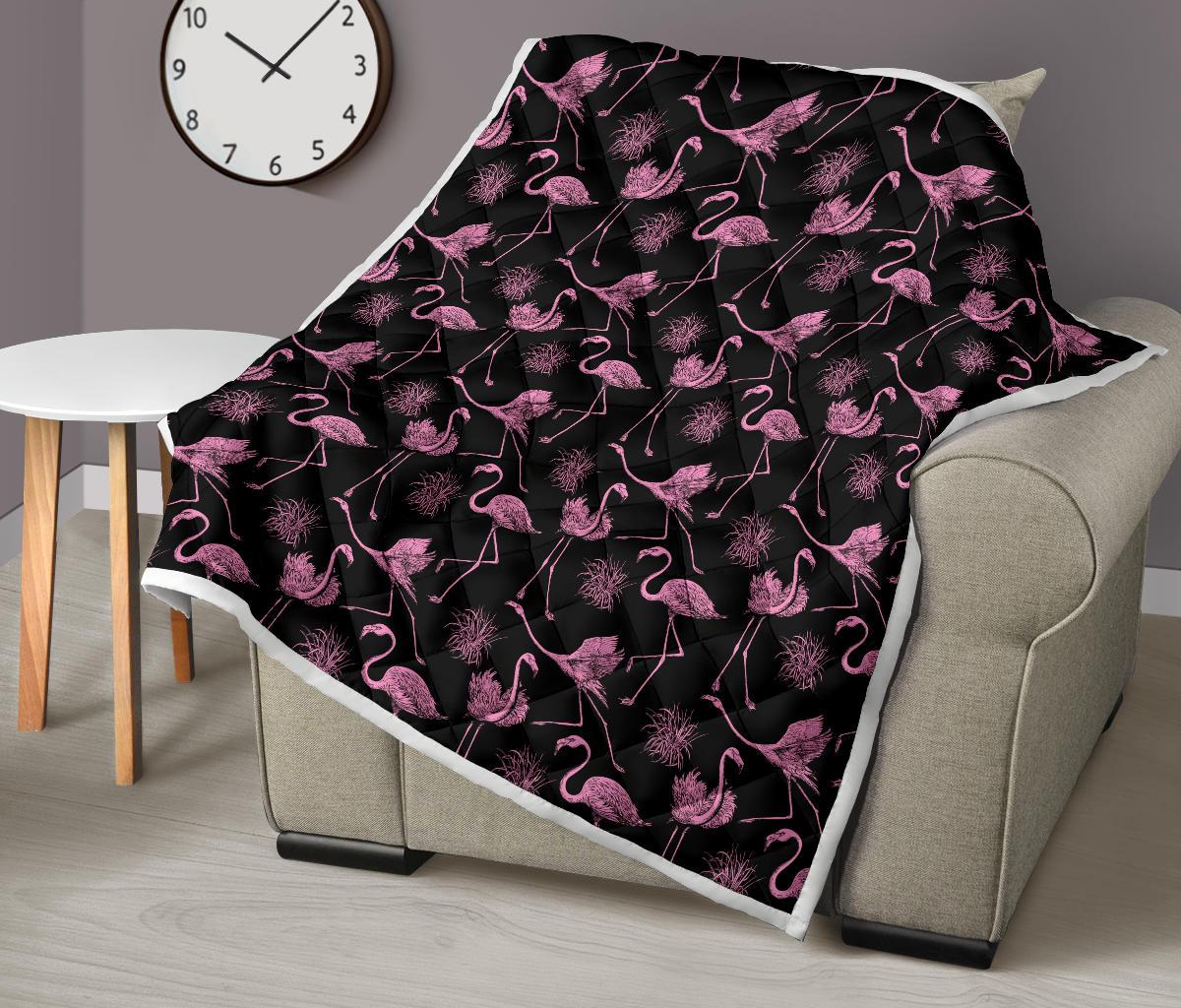 Flamingo Pink Print Pattern Premium Quilt-JTAMIGO.COM