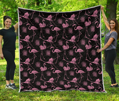 Flamingo Pink Print Pattern Premium Quilt-JTAMIGO.COM