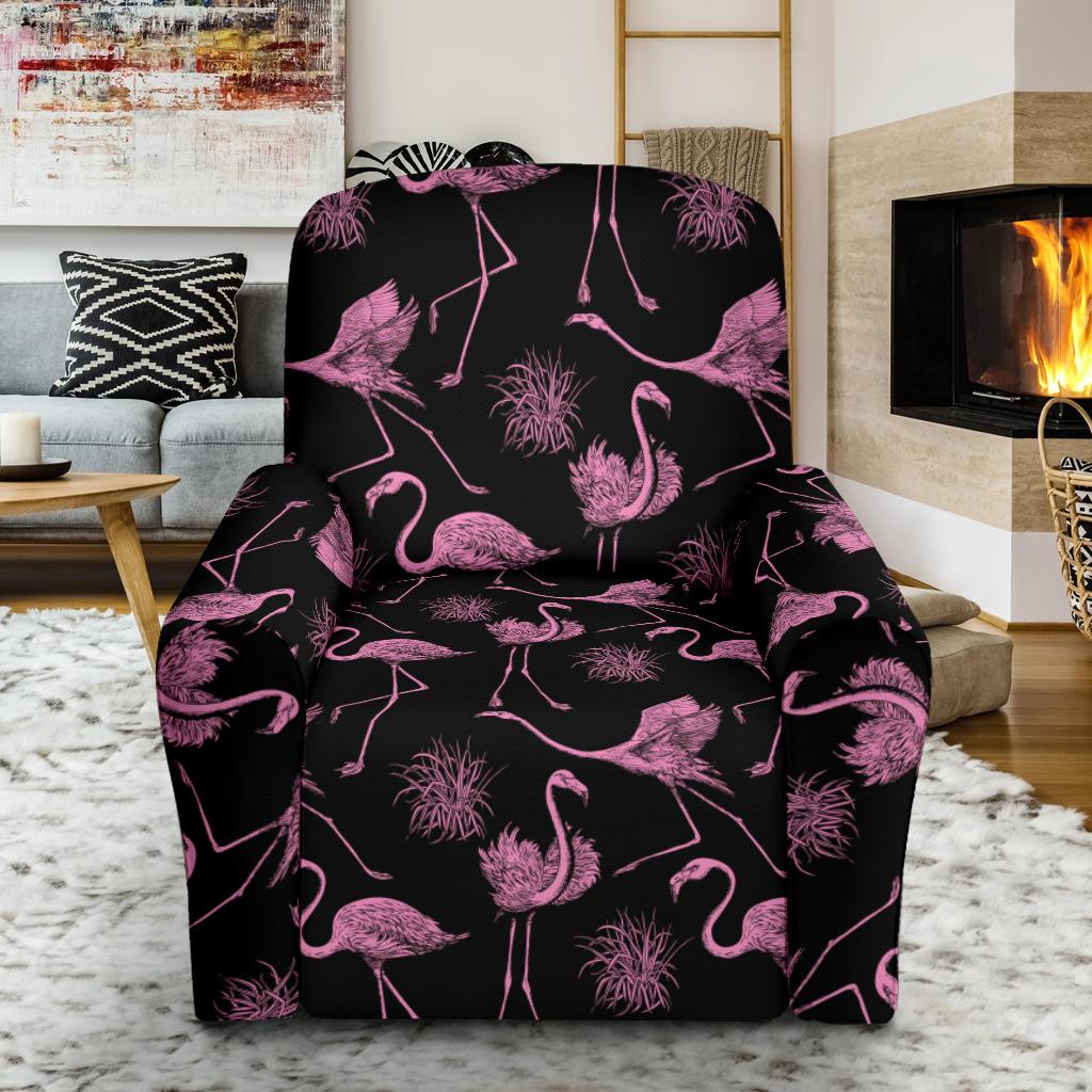 Flamingo Pink Print Pattern Single Sofa Slipcover -JTAMIGO.COM