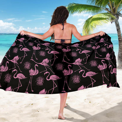 Flamingo Pink Print Pattern Sarong Pareo Wrap
