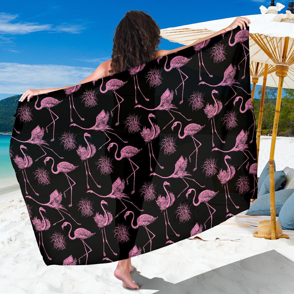 Flamingo Pink Print Pattern Sarong Pareo Wrap