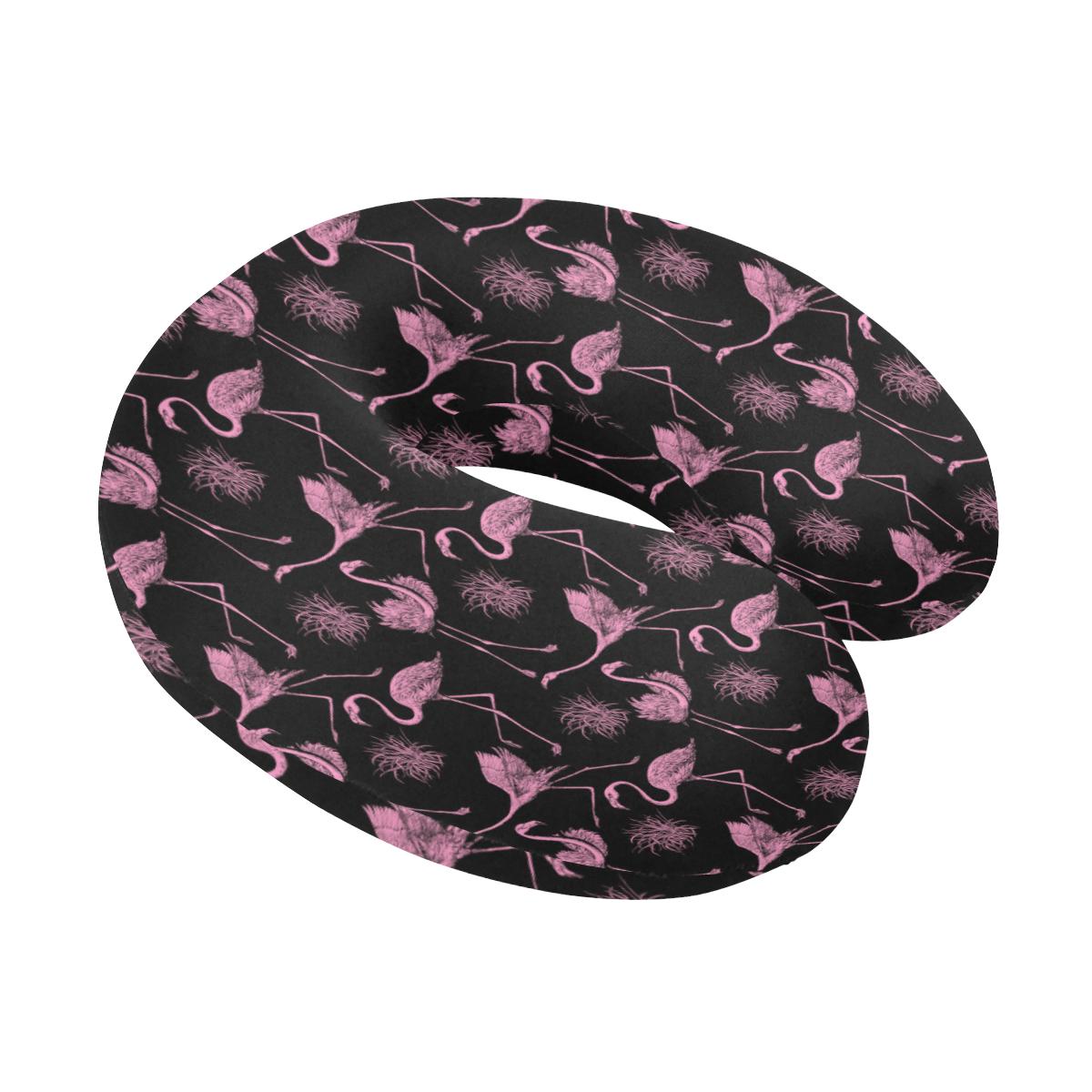 Flamingo Pink Print Pattern U-Shaped Travel Neck Pillow-JTAMIGO.COM
