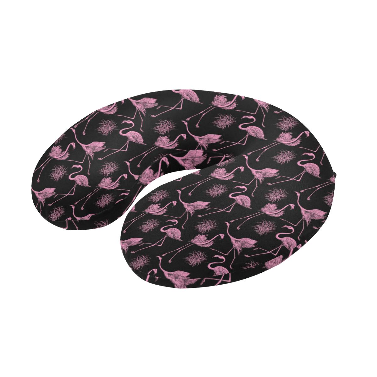 Flamingo Pink Print Pattern U-Shaped Travel Neck Pillow-JTAMIGO.COM